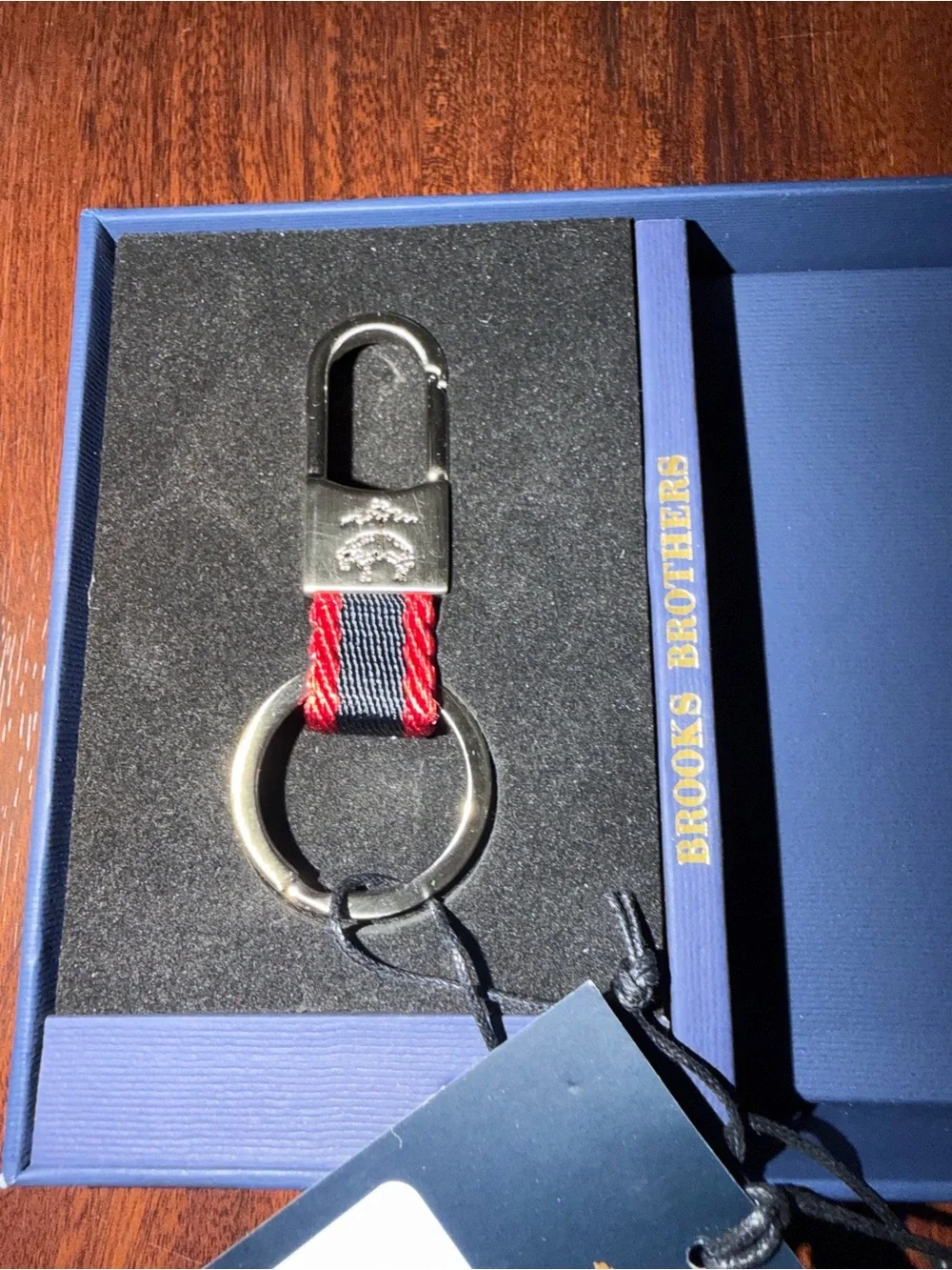 Brooks Brothers black leather bi-fold  wallet/ keychain set NWT